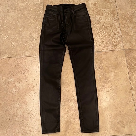 J Brand Maria Coated High Rise Skinny Jeans in Galactic Black